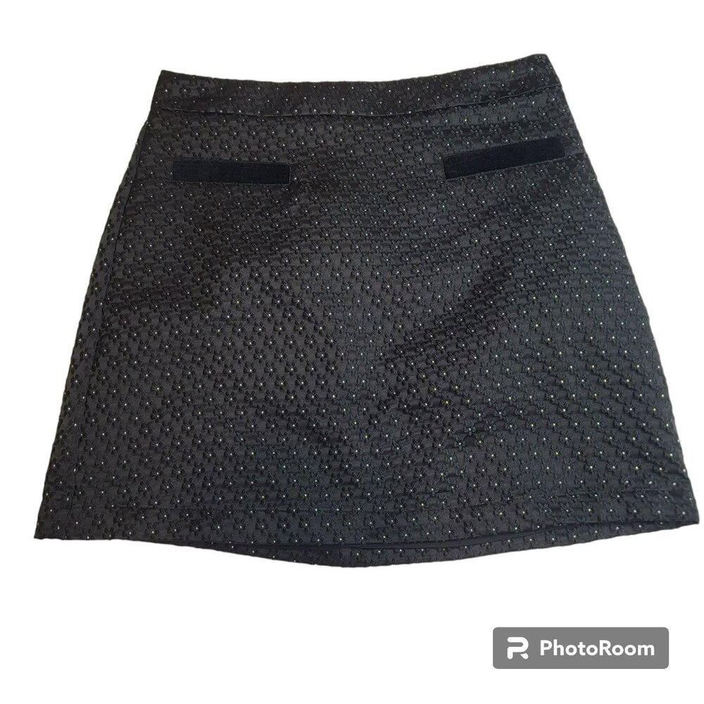 Copper Key Skirt, Junior's S, Black Quilted w/Embossed Flower & Brass,  NWT